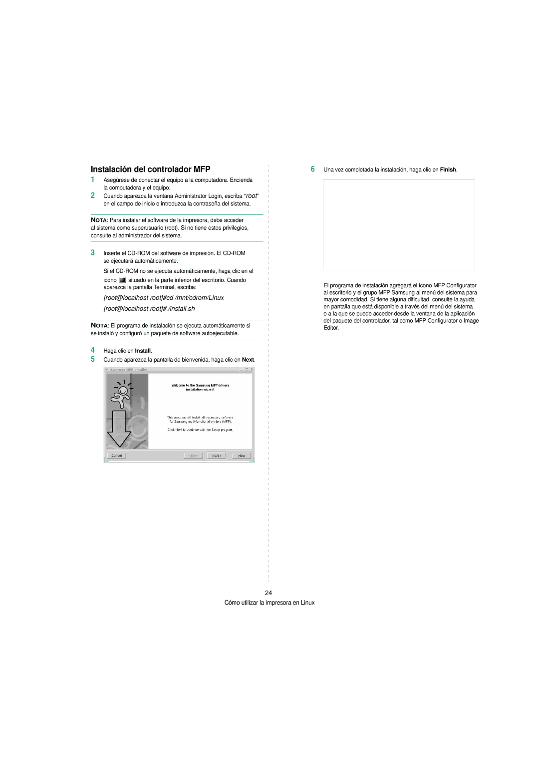 Samsung SCX-4200 manual Instalación del controlador MFP 