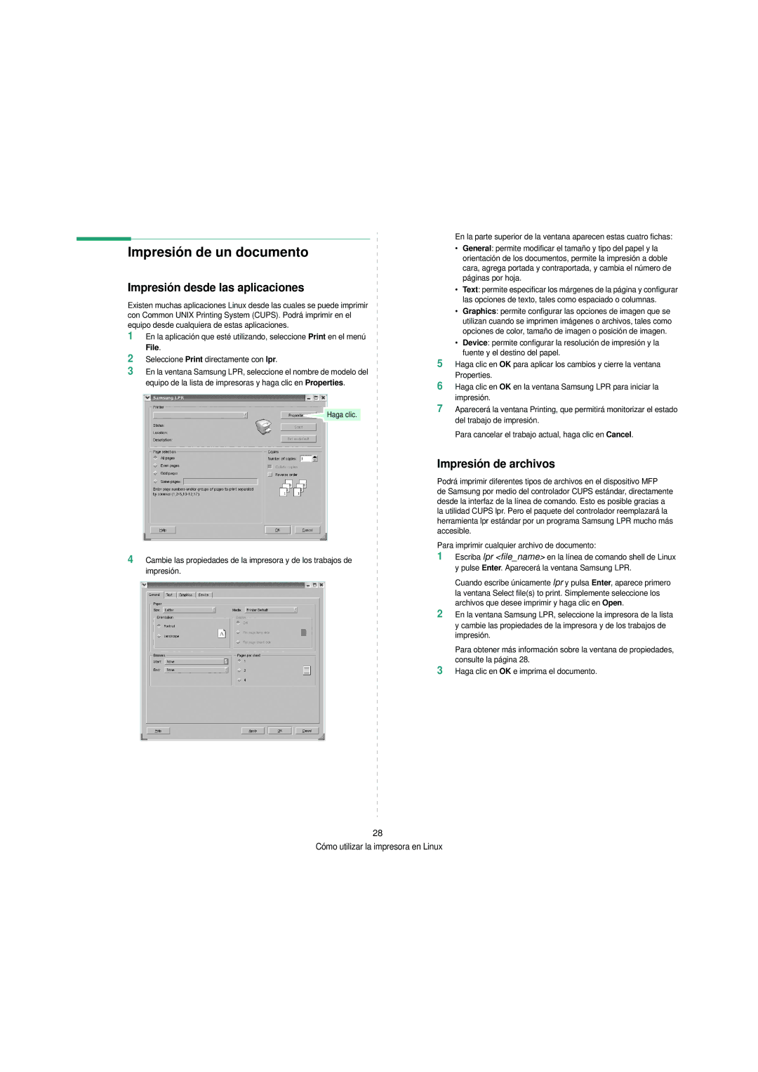 Samsung SCX-4200 manual Impresión desde las aplicaciones, Impresión de archivos 