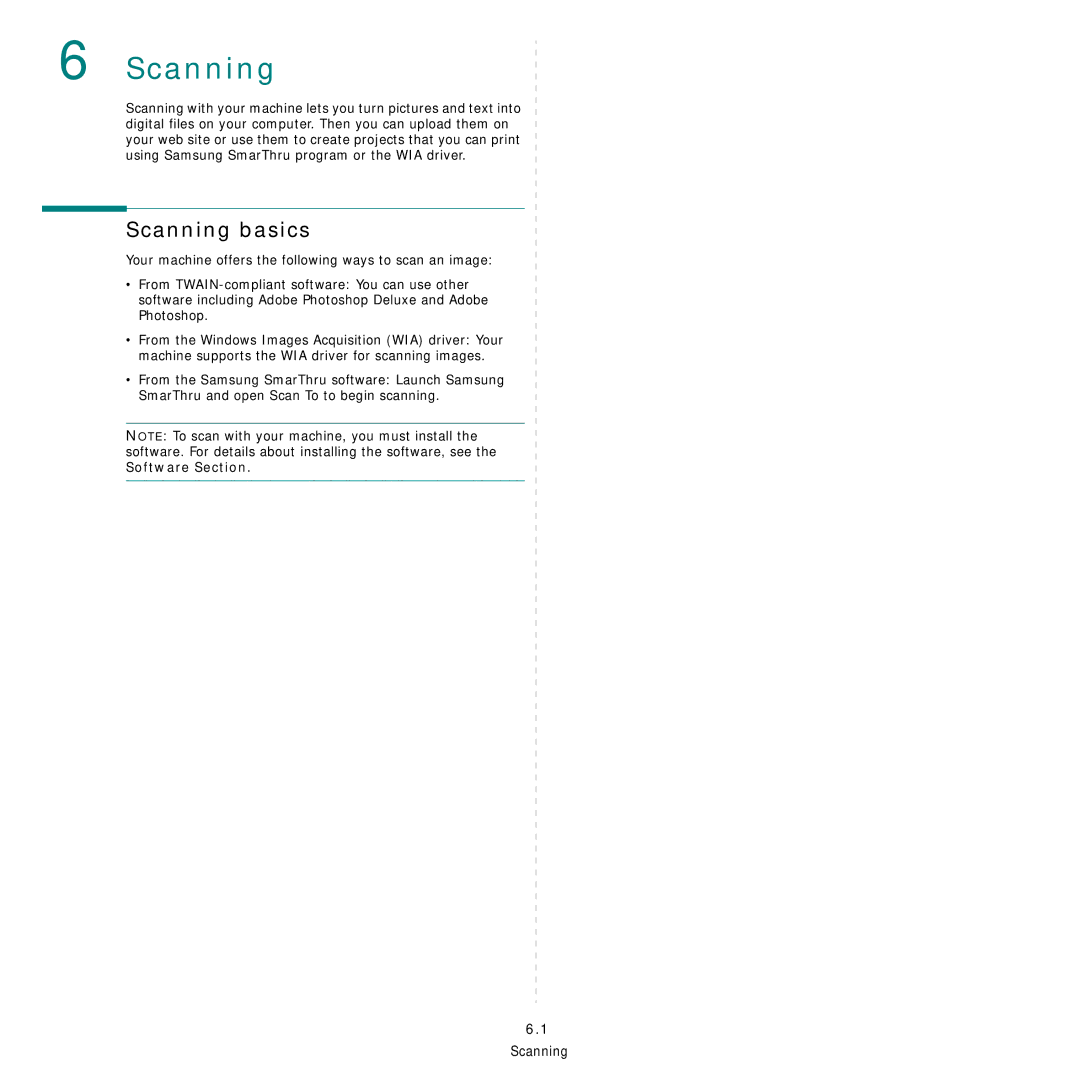 Samsung SCX-4200R manual Scanning basics 