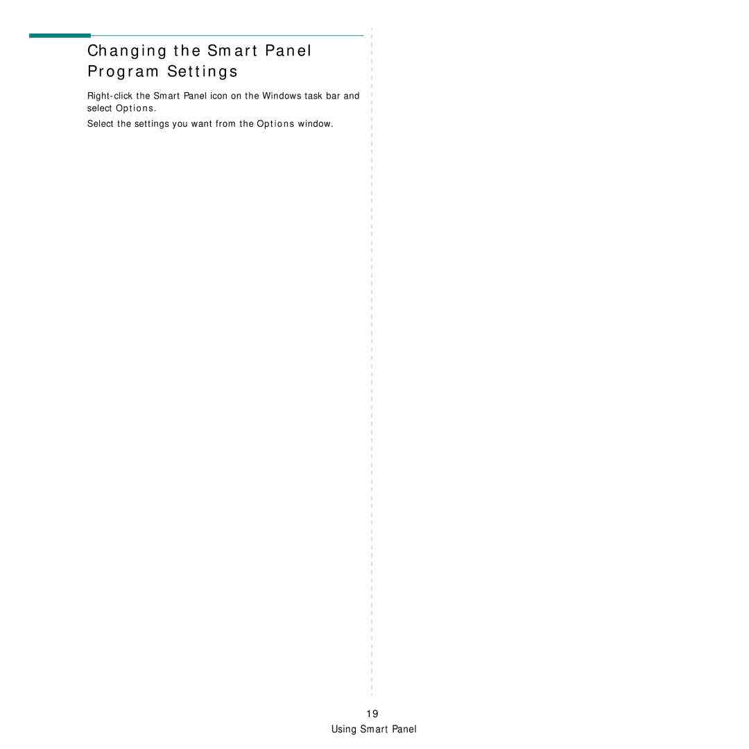 Samsung SCX-4200R manual Changing the Smart Panel Program Settings 