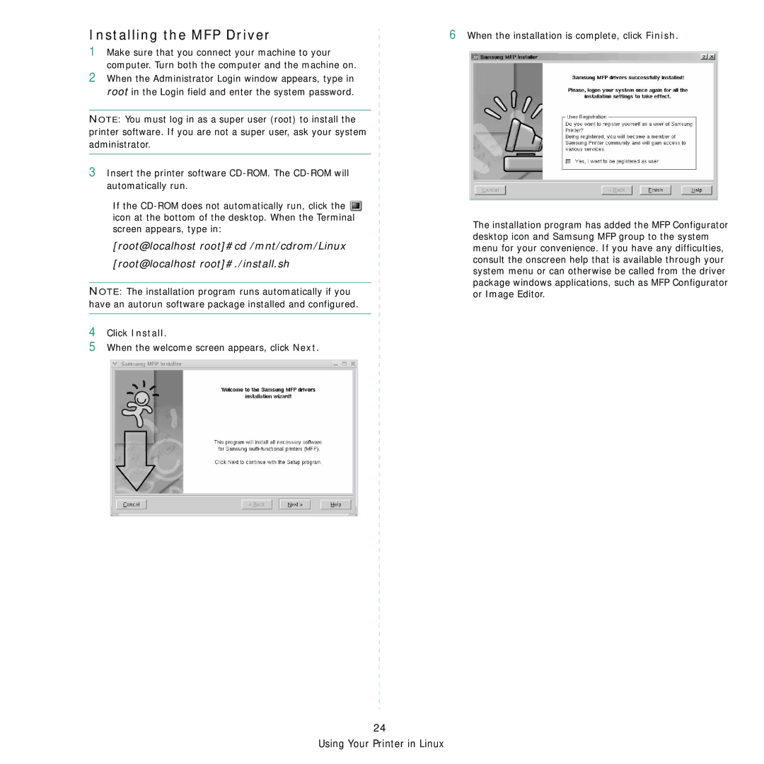 Samsung SCX-4200R manual Installing the MFP Driver 