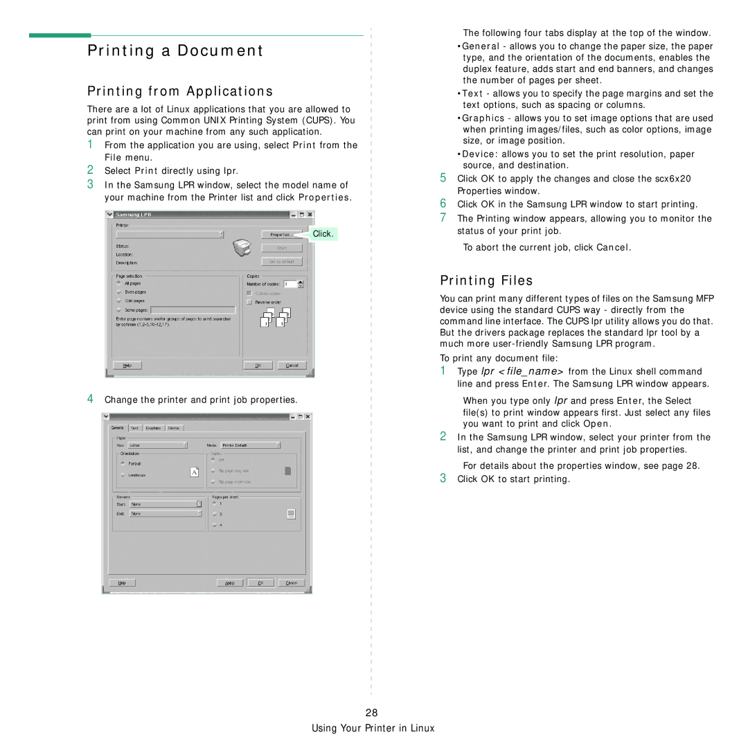 Samsung SCX-4200R manual Printing from Applications, Printing Files, To print any document file 