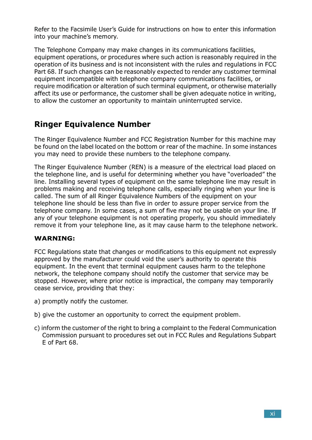 Samsung SCX-4216F manual Ringer Equivalence Number 