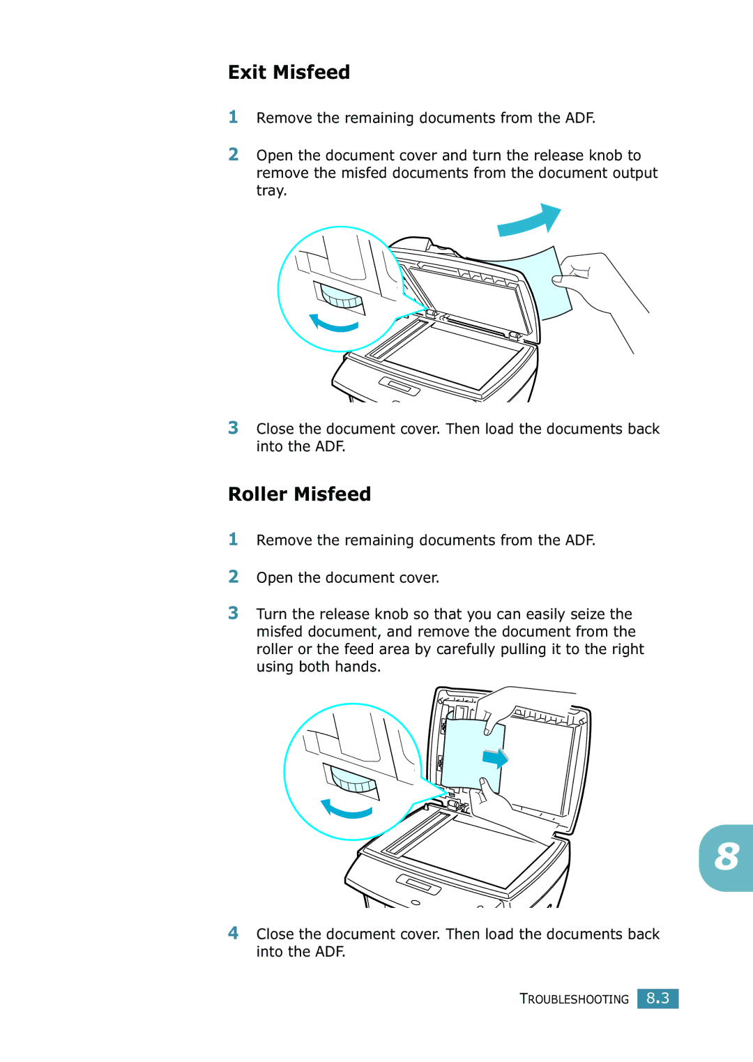 Samsung SCX-4216F manual Exit Misfeed, Roller Misfeed 