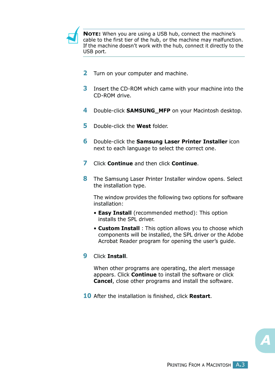 Samsung SCX-4216F manual Click Install, After the installation is finished, click Restart 