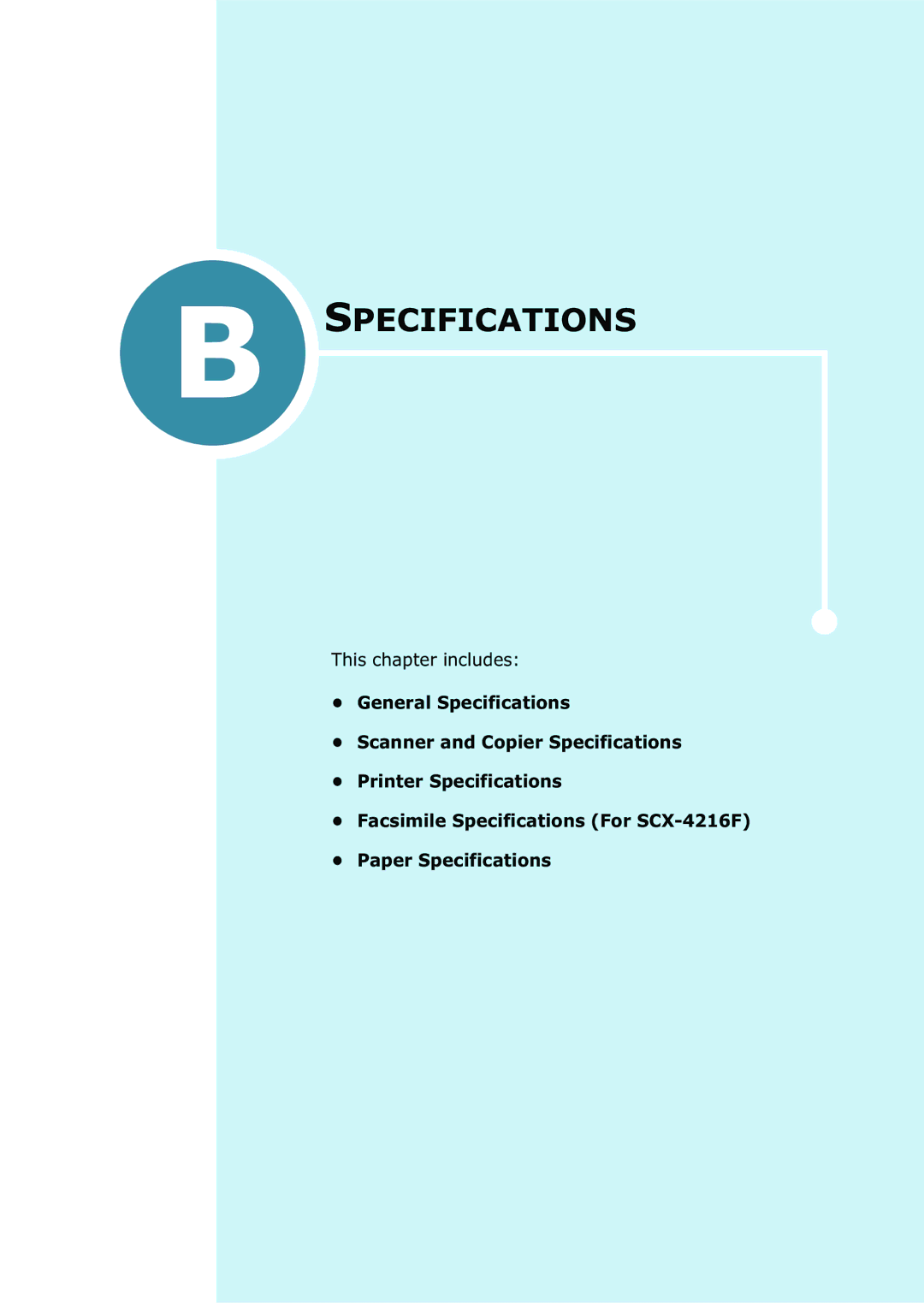 Samsung SCX-4216F manual Specifications 