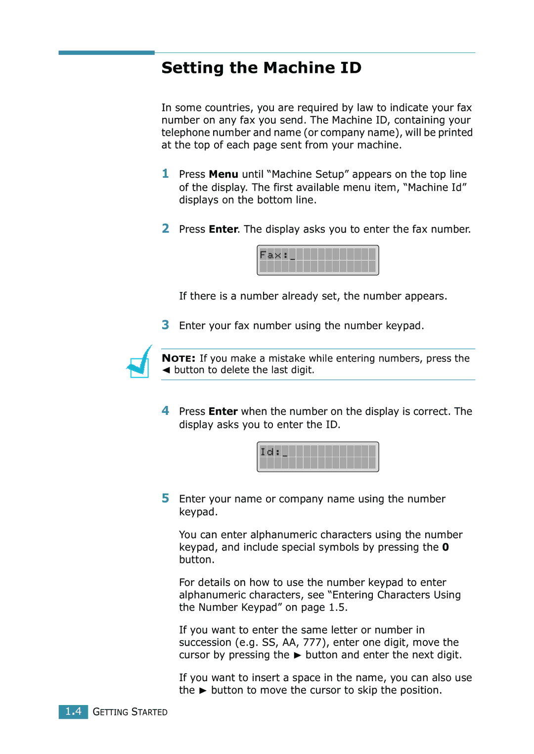 Samsung SCX-4216F manual Setting the Machine ID 