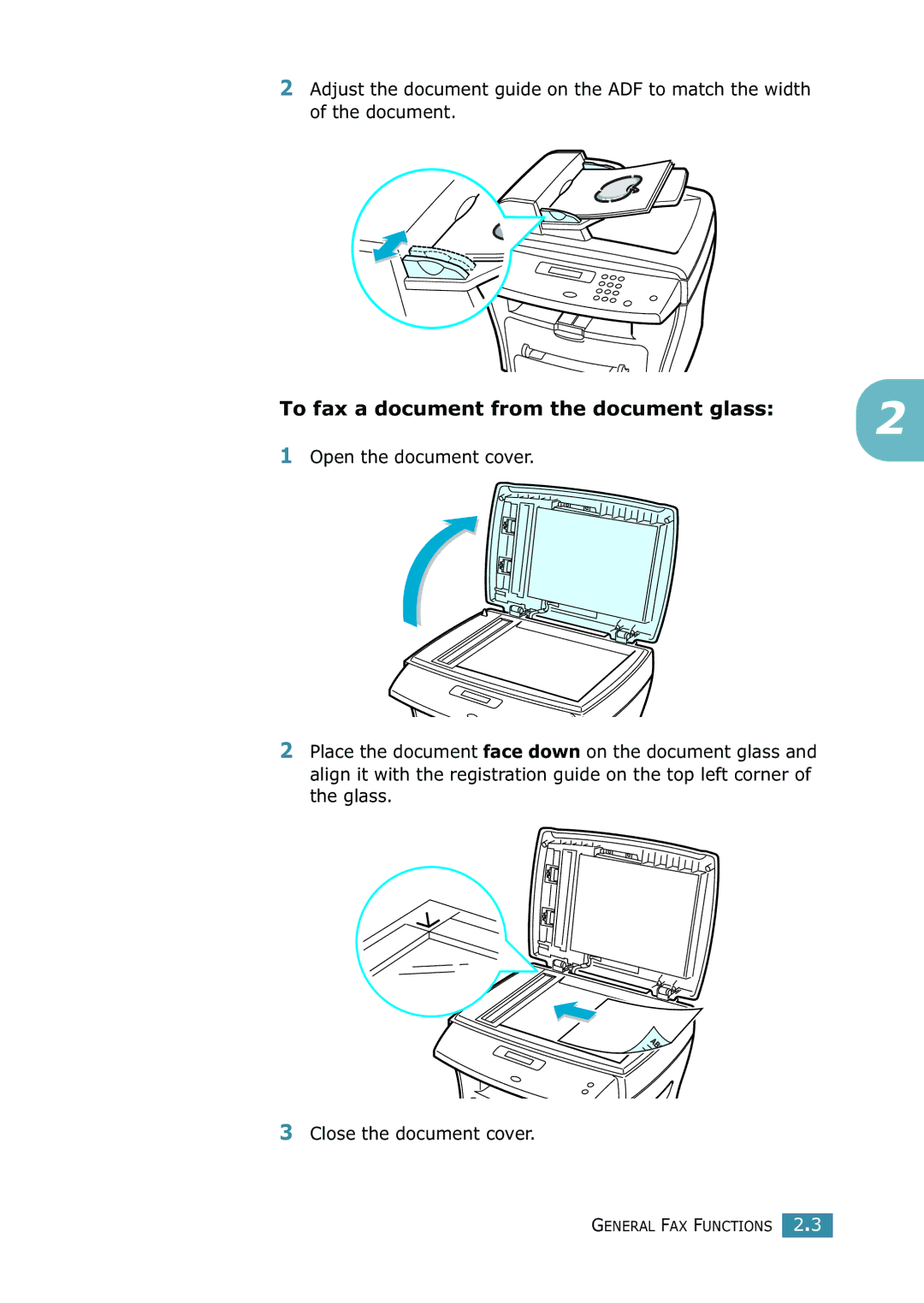 Samsung SCX-4216F manual To fax a document from the document glass 