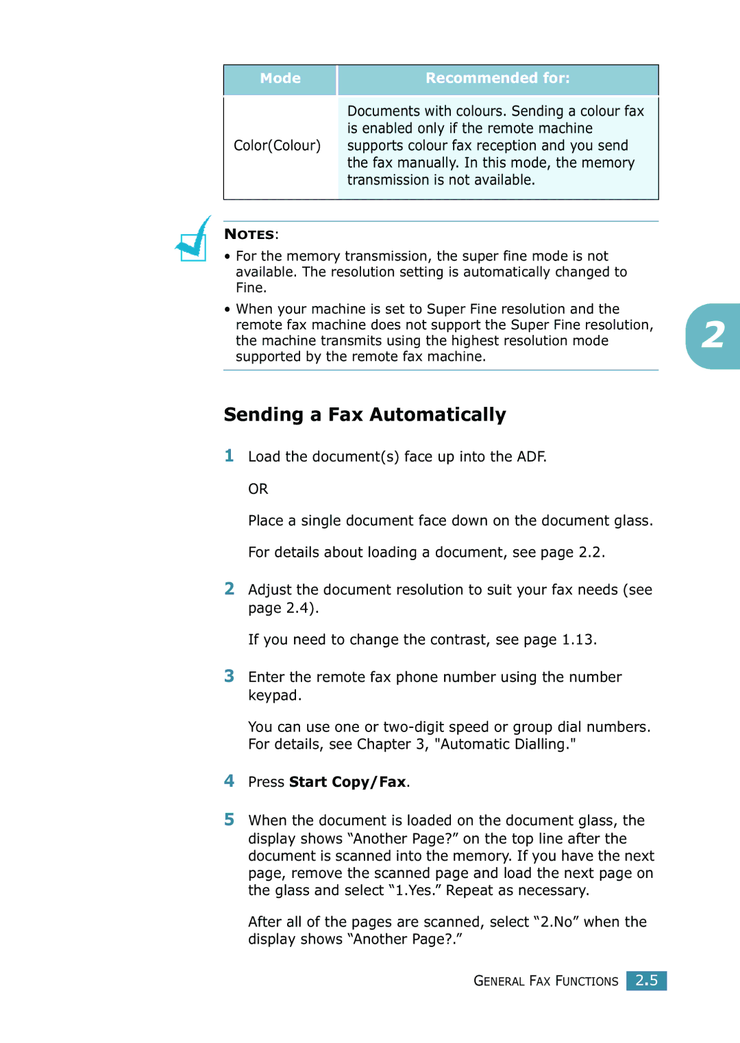 Samsung SCX-4216F manual Sending a Fax Automatically, Is enabled only if the remote machine, Press Start Copy/Fax 