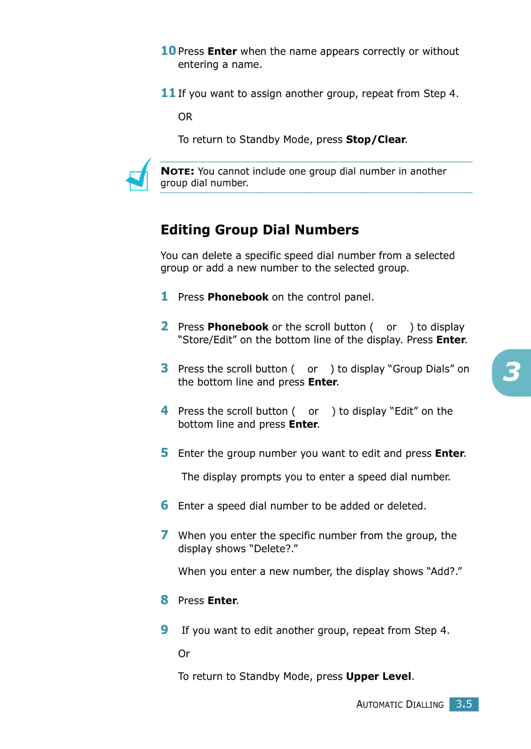 Samsung SCX-4216F manual Editing Group Dial Numbers 