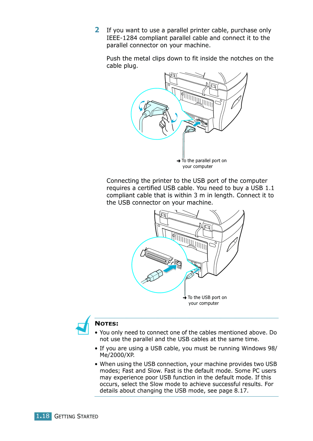 Samsung SCX-4216F manual To the parallel port on your computer 