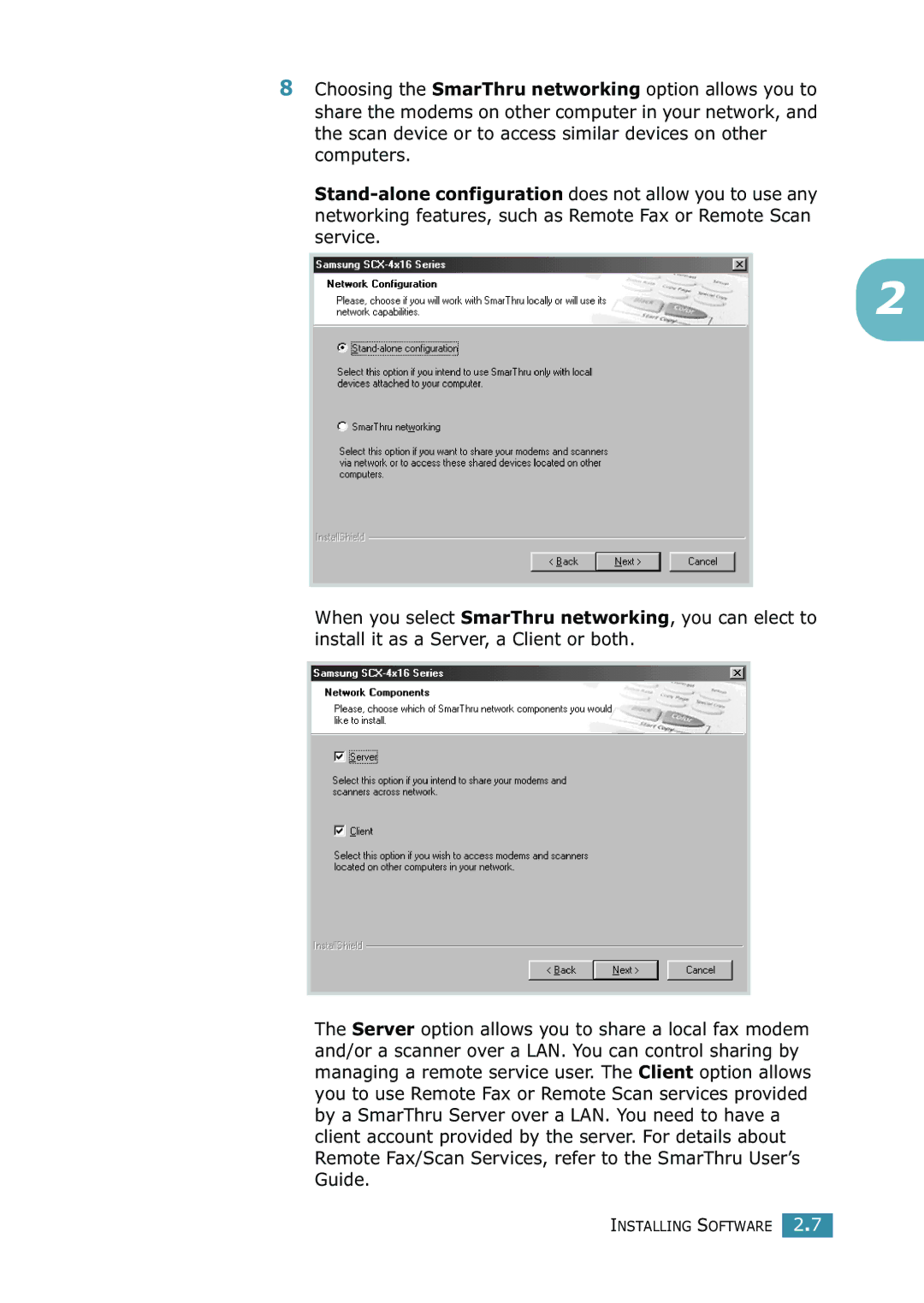 Samsung SCX-4216F manual Installing Software 