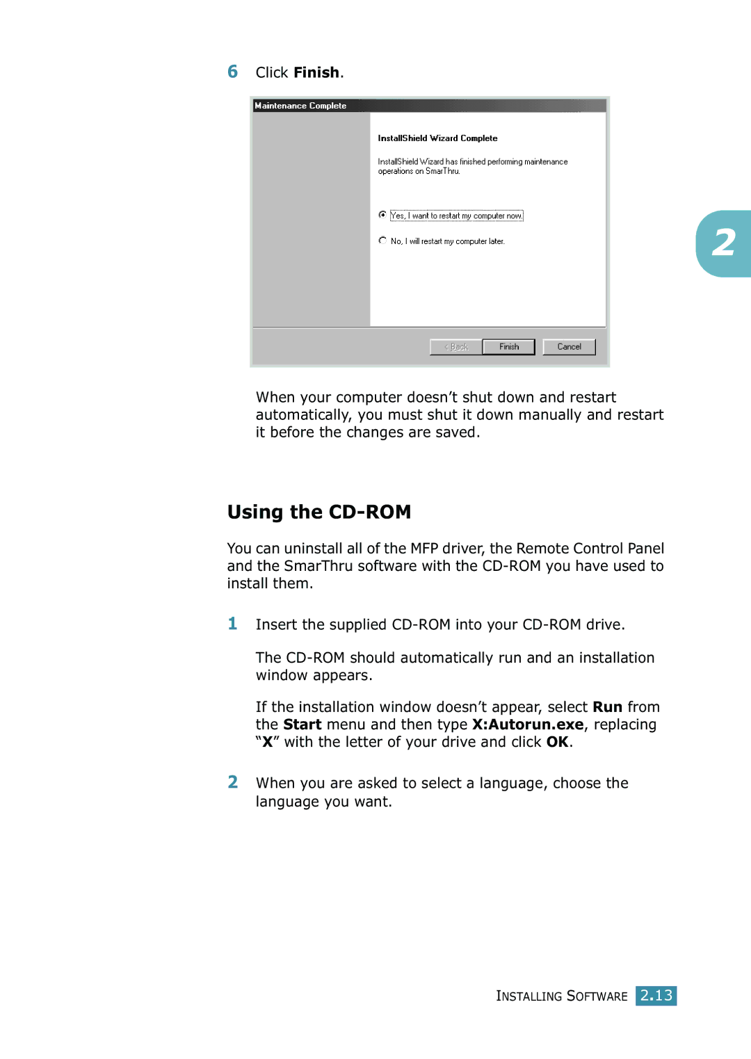 Samsung SCX-4216F manual Using the CD-ROM 