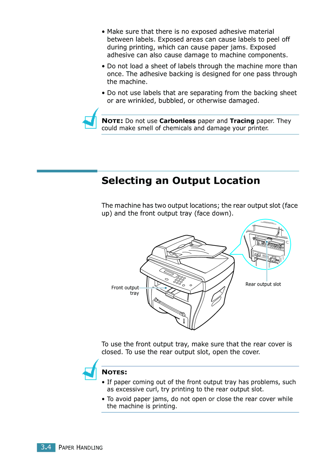 Samsung SCX-4216F manual Selecting an Output Location 