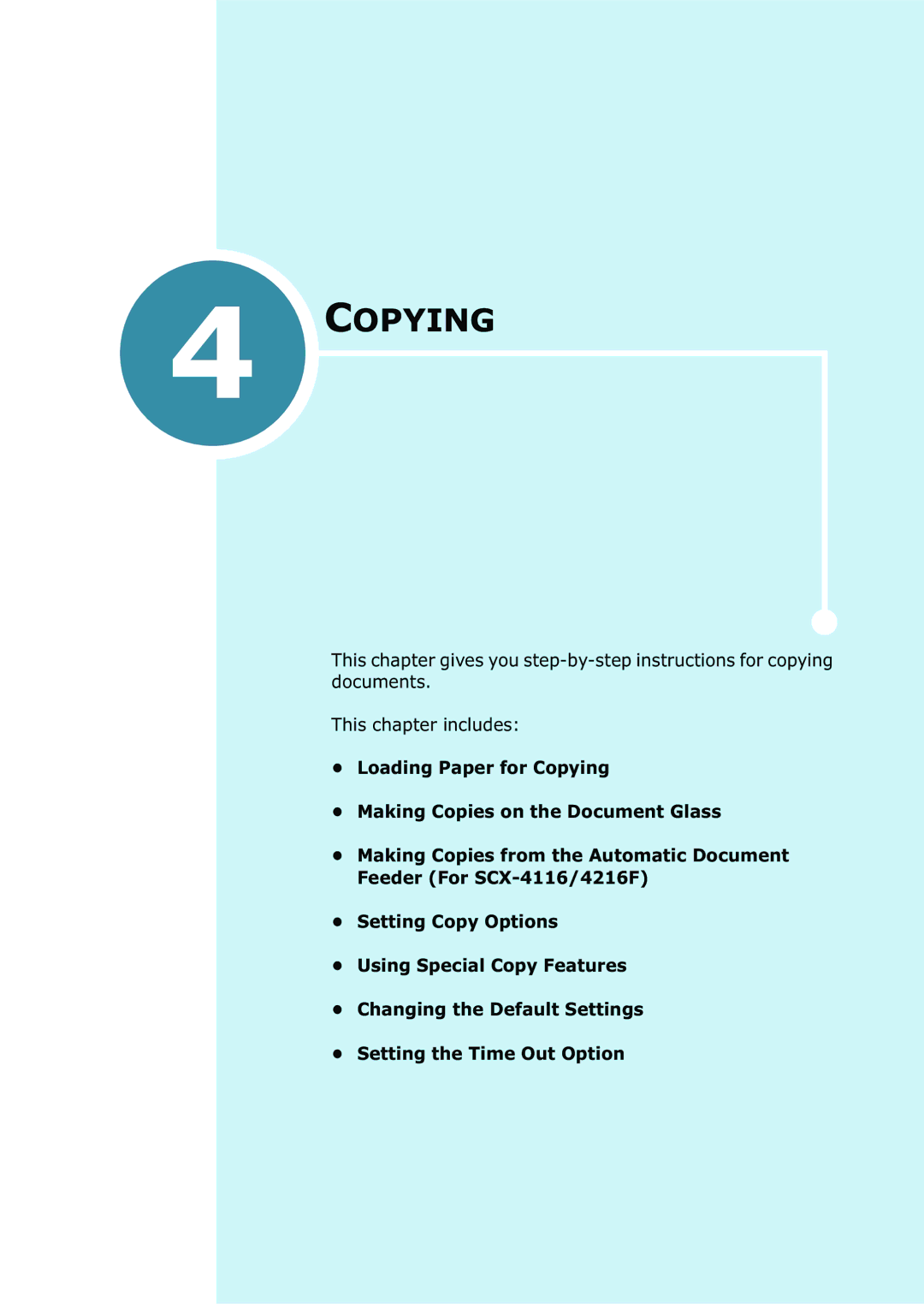 Samsung SCX-4216F manual Copying 