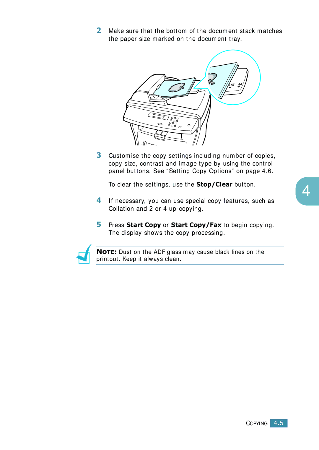 Samsung SCX-4216F manual Copying 