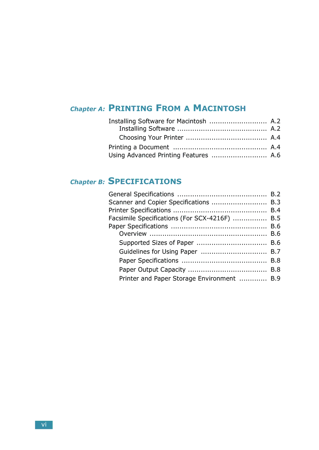 Samsung SCX-4216F manual Chapter a Printing from a Macintosh, Installing Software Choosing Your Printer 