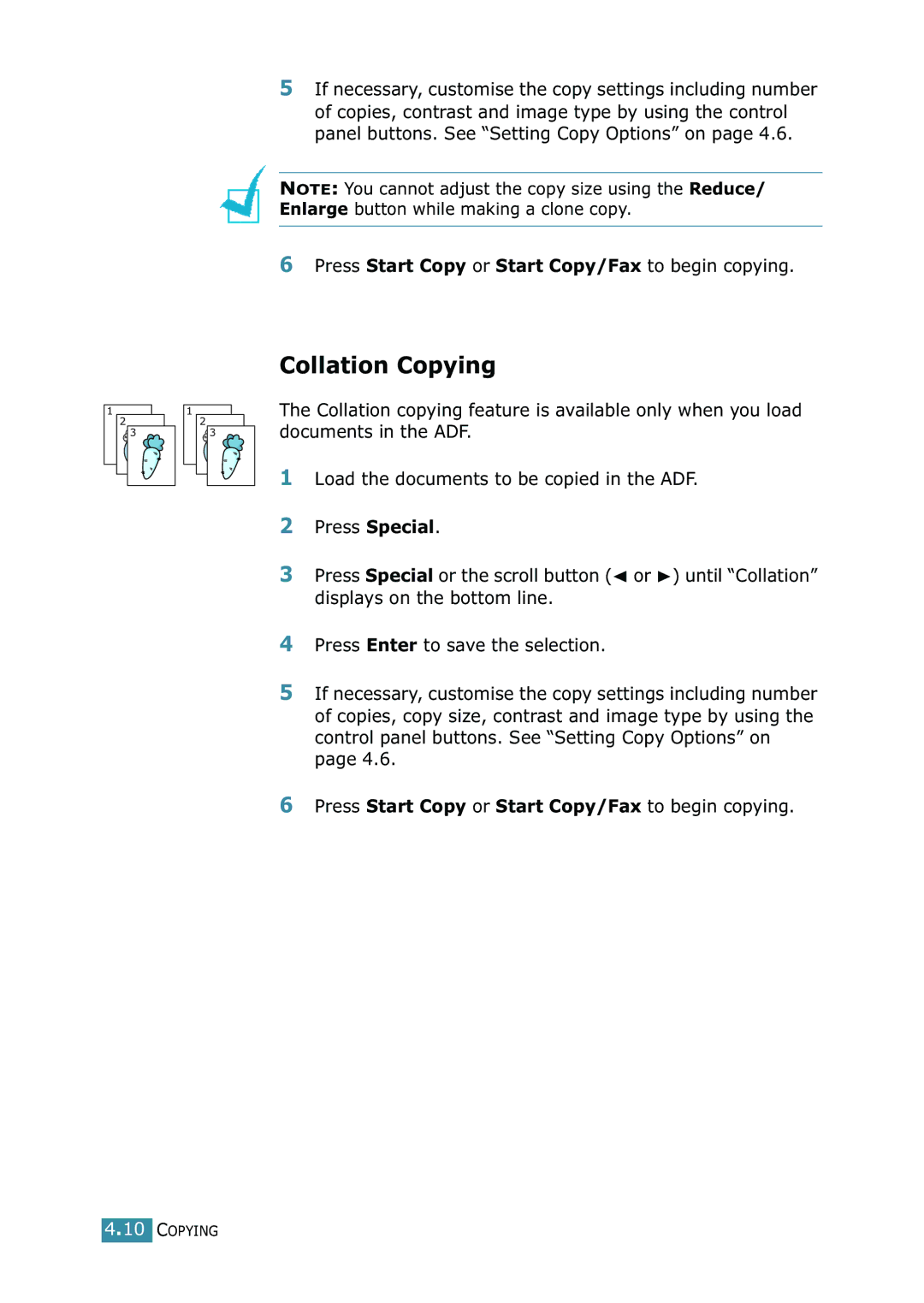 Samsung SCX-4216F manual Collation Copying 