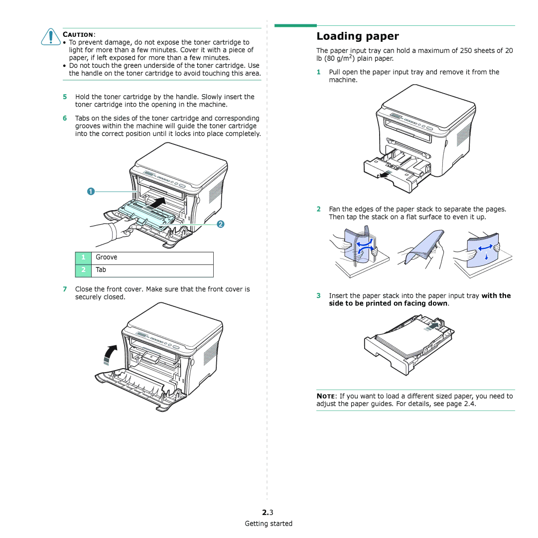 Samsung SCX-4300 manual Loading paper 