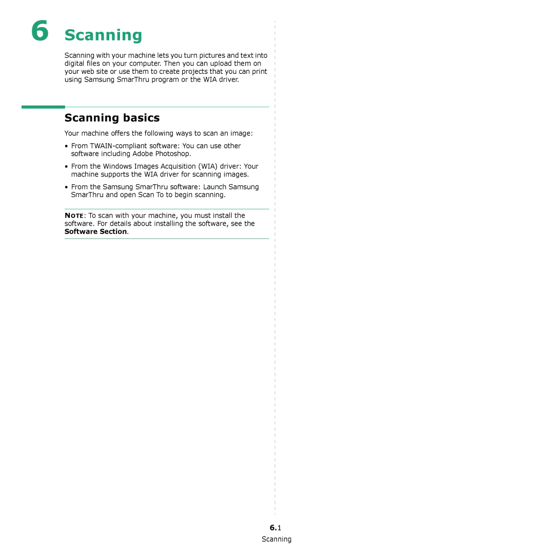 Samsung SCX-4300 manual Scanning basics 