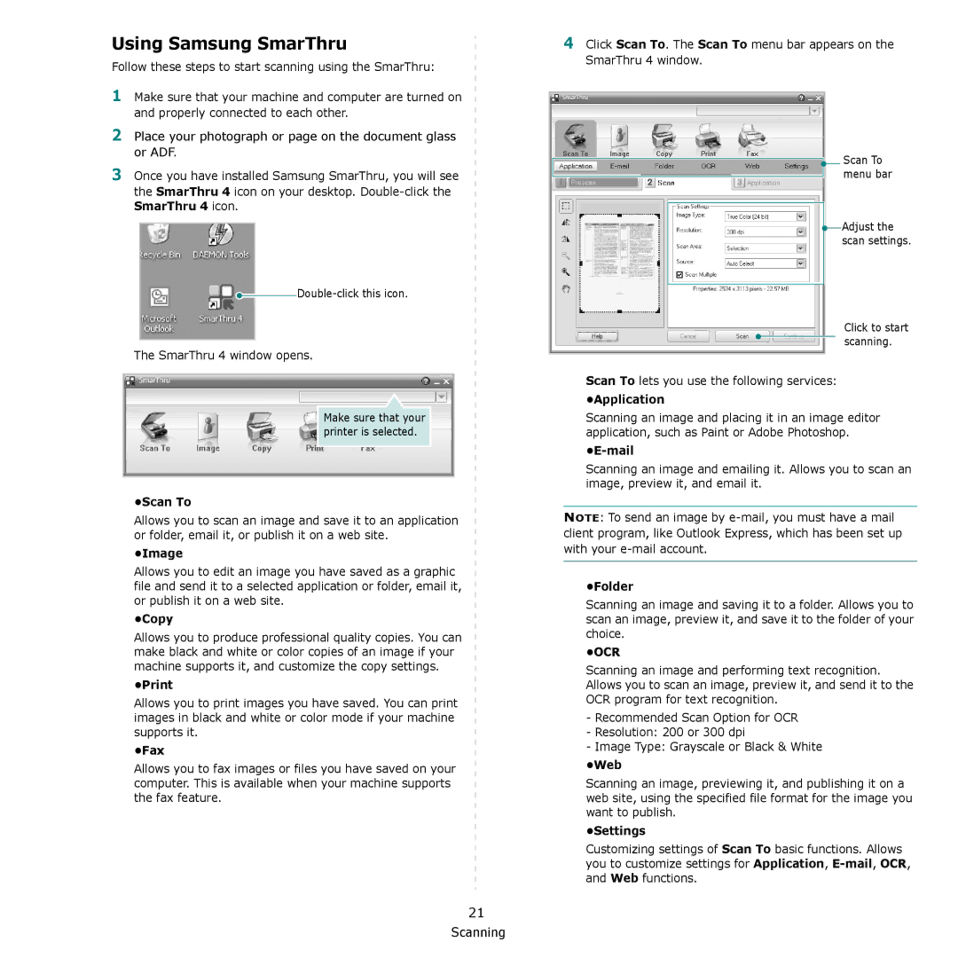 Samsung SCX-4300 manual Using Samsung SmarThru 