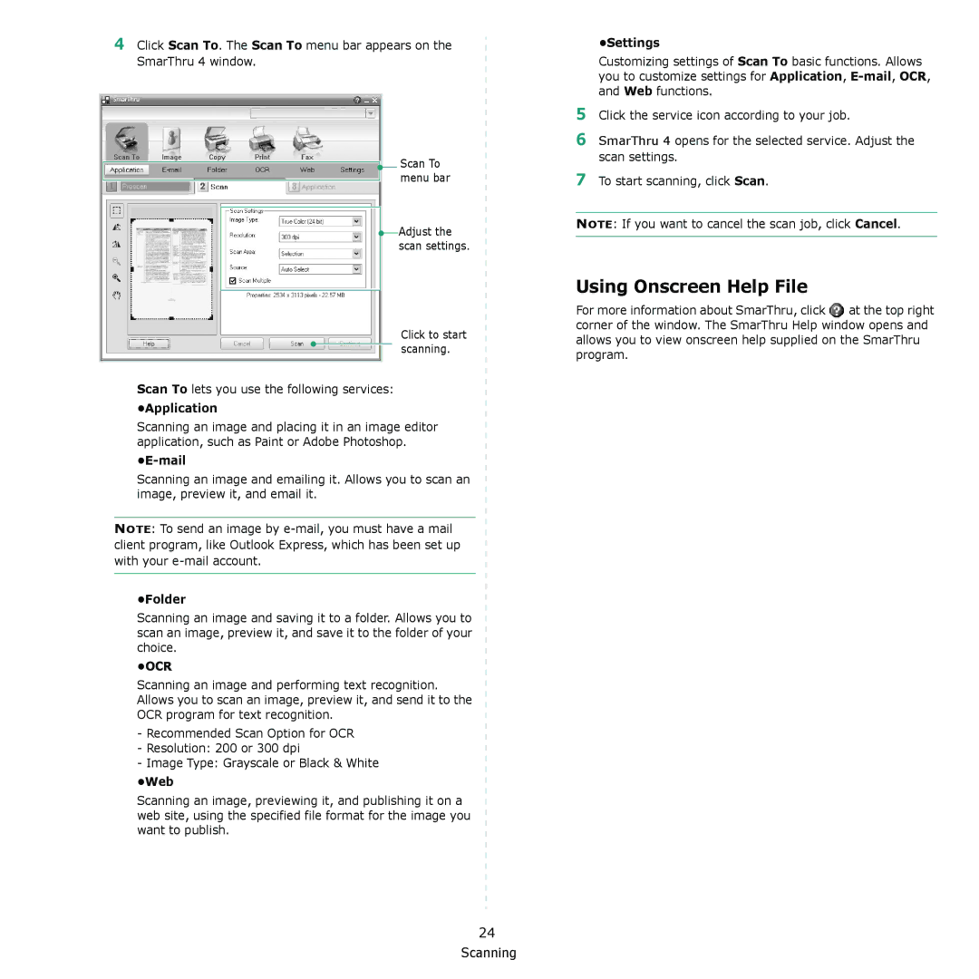 Samsung SCX-4321, SCX-4521F manual Using Onscreen Help File 