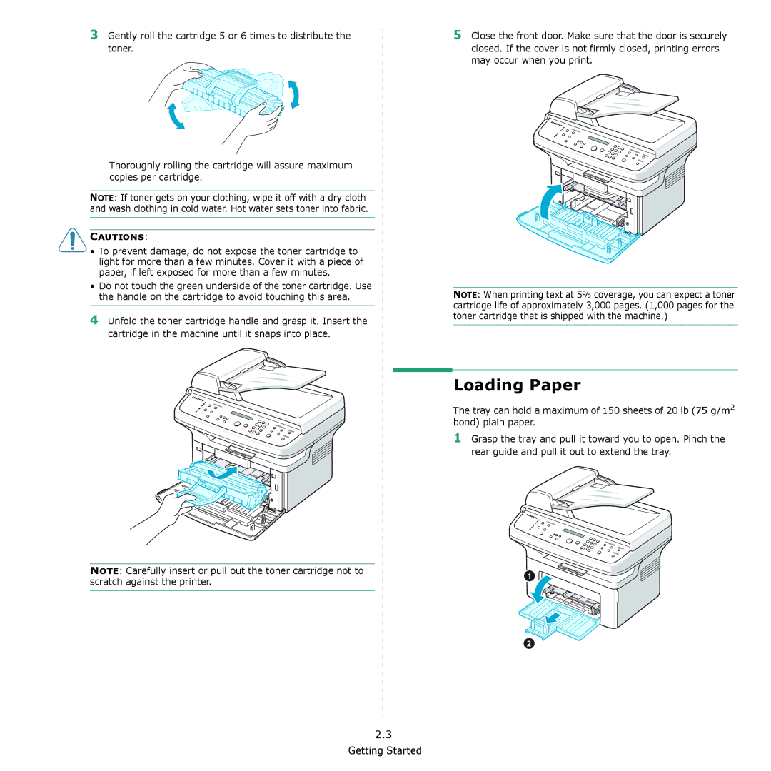 Samsung SCX-4321, SCX-4521F manual Loading Paper 