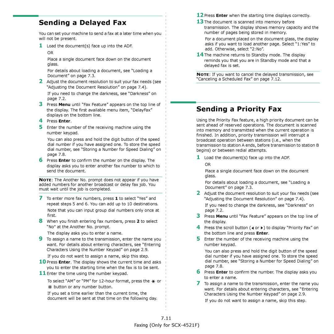 Samsung SCX-4521F manual Sending a Delayed Fax, Sending a Priority Fax, If you do not want to assign a name, skip this step 