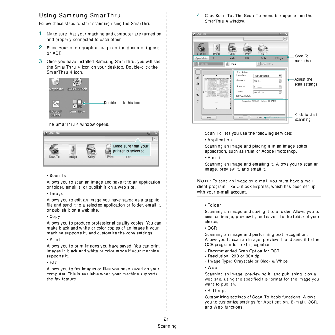 Samsung SCX-4321, SCX-4521FR manual Using Samsung SmarThru 