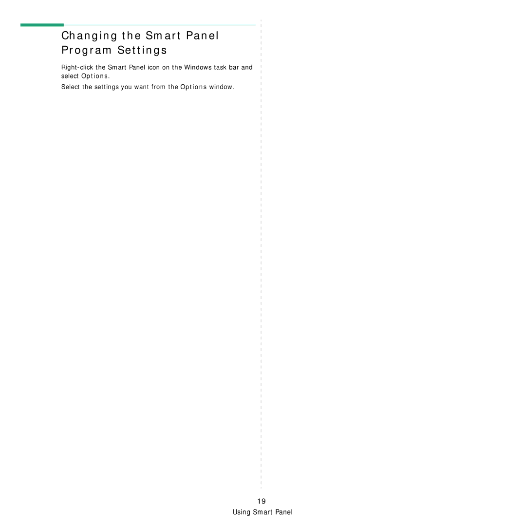 Samsung SCX-4321, SCX-4521FR manual Changing the Smart Panel Program Settings 