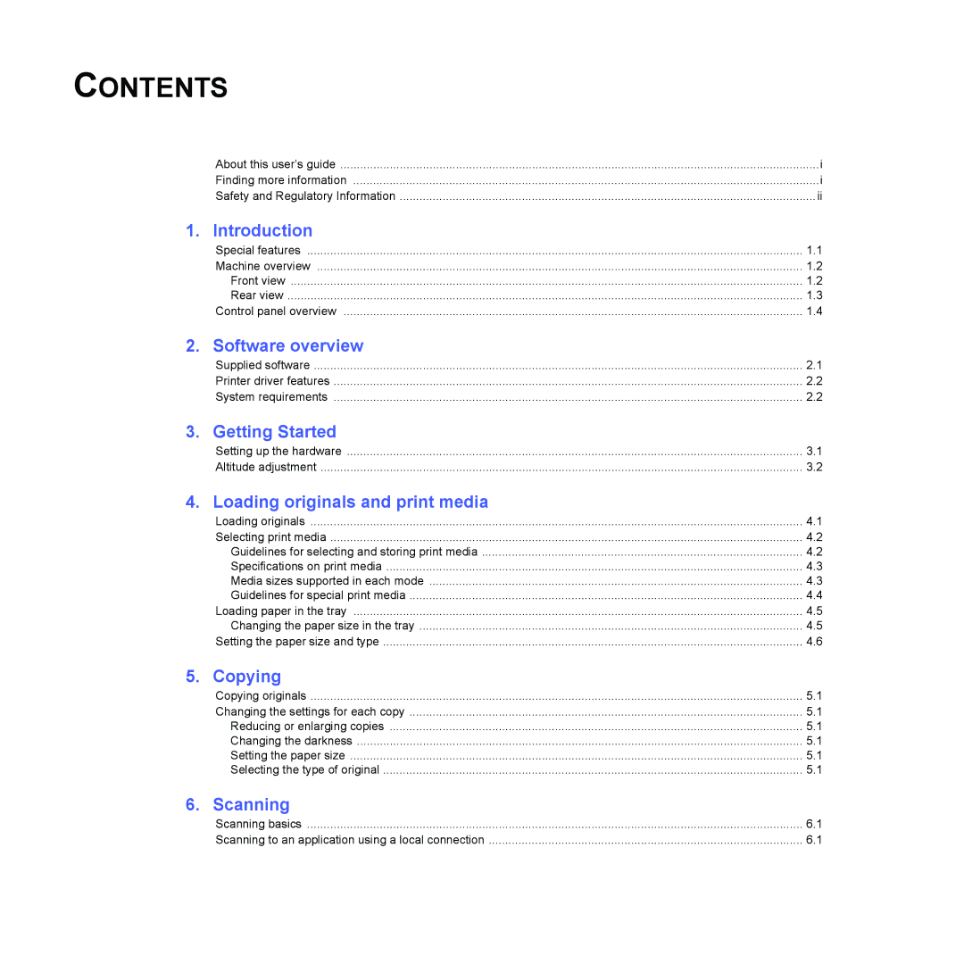 Samsung SCX-4500 manual Contents 