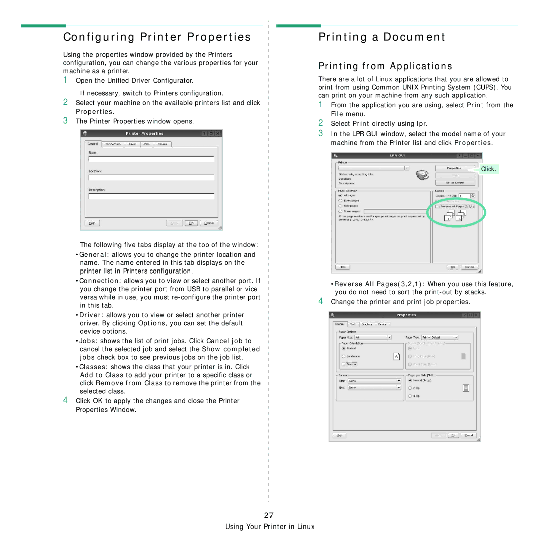 Samsung SCX-4500 manual Configuring Printer Properties Printing a Document, Printing from Applications 