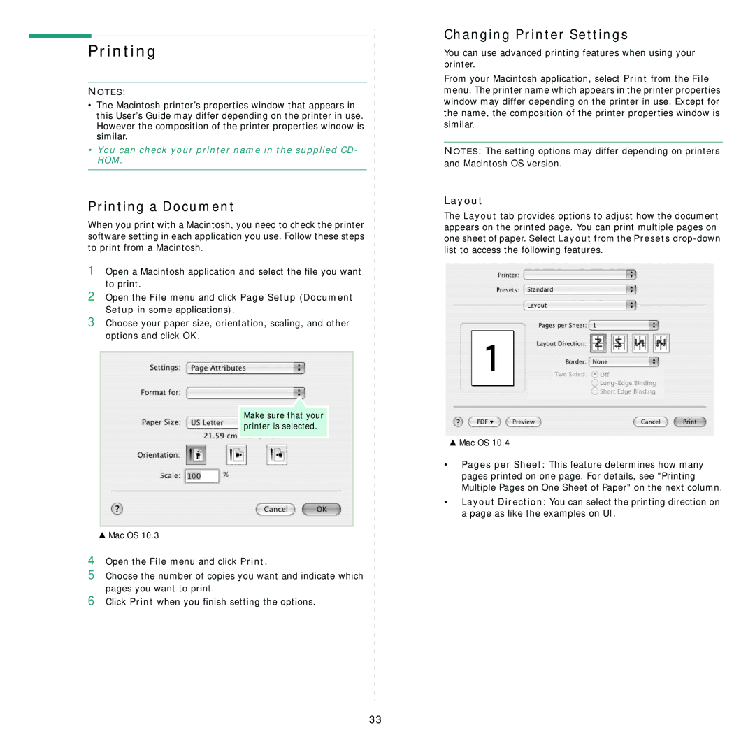 Samsung SCX-4500 manual Printing a Document, Changing Printer Settings 