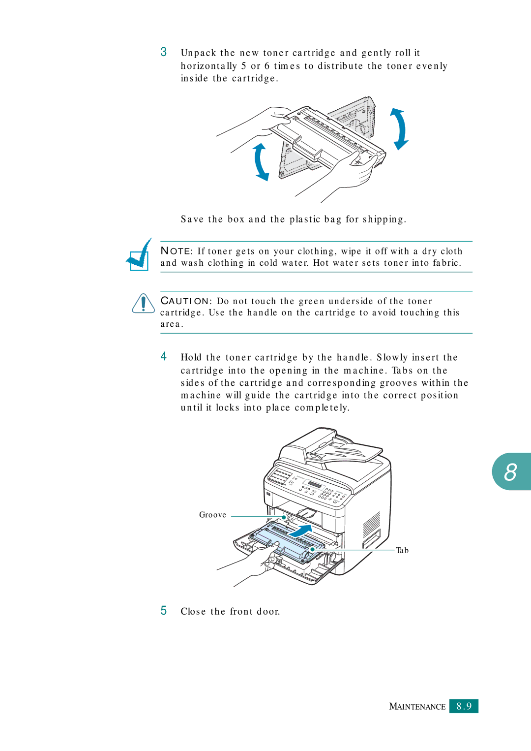 Samsung SCX-4520S, SCX-4720FS manual Close the front door 