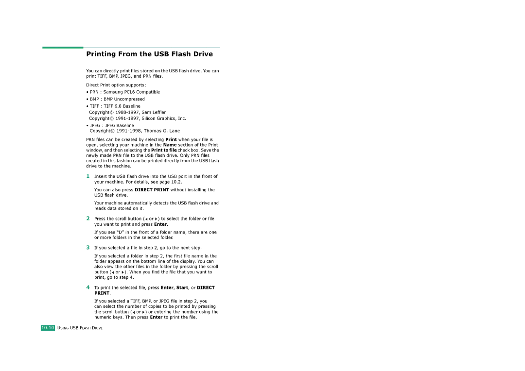 Samsung SCX-4720FS, SCX-4520S manual Printing From the USB Flash Drive 