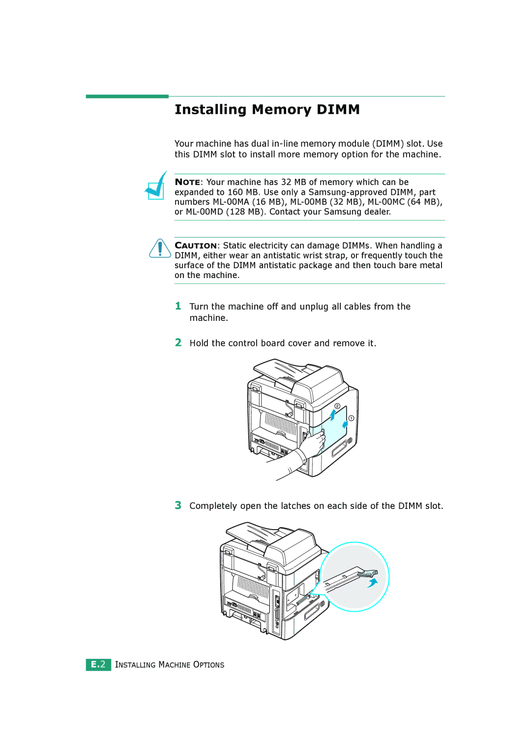 Samsung SCX-4520S, SCX-4720FS manual Installing Memory Dimm 