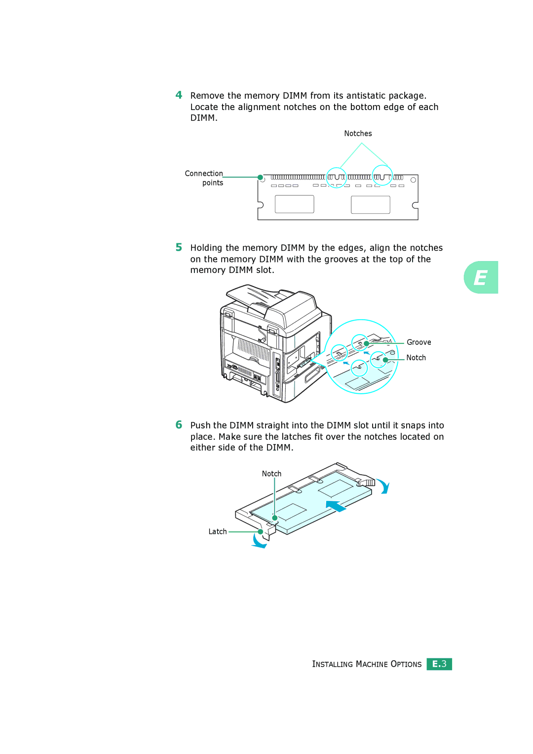 Samsung SCX-4720FS, SCX-4520S manual Installing Machine Options E.3 