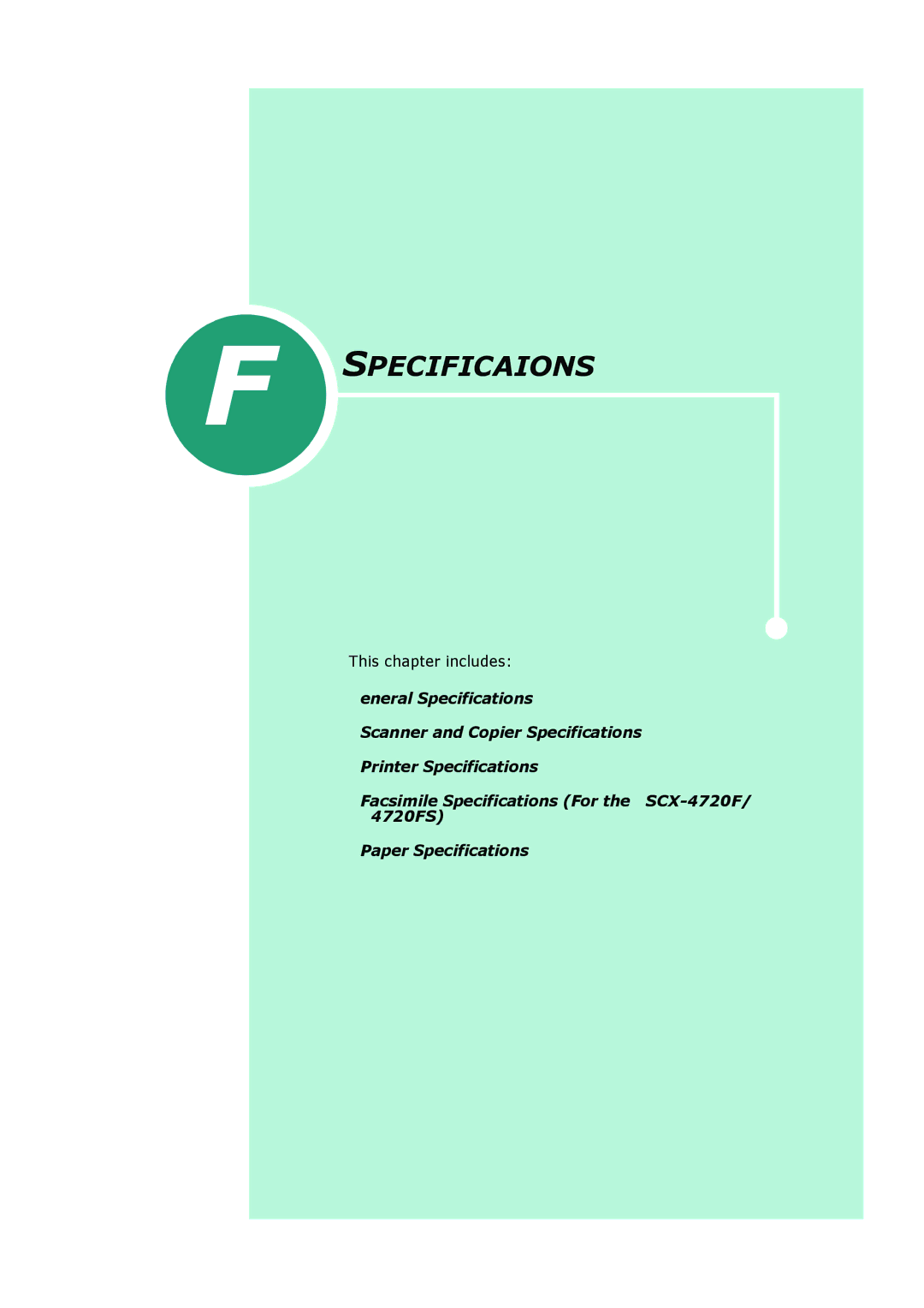 Samsung SCX-4720FS, SCX-4520S manual Specifications 