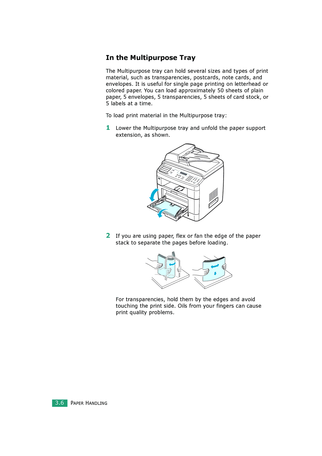 Samsung SCX-4720FS, SCX-4520S manual Multipurpose Tray 