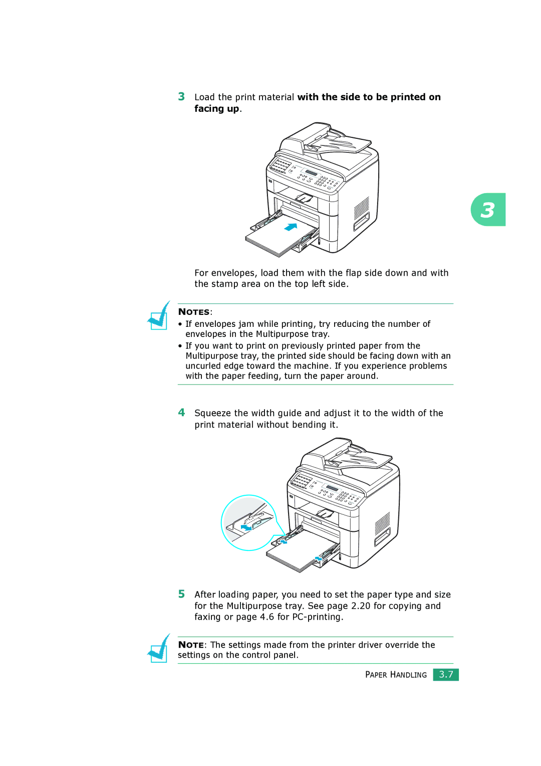 Samsung SCX-4520S, SCX-4720FS manual Paper Handling 