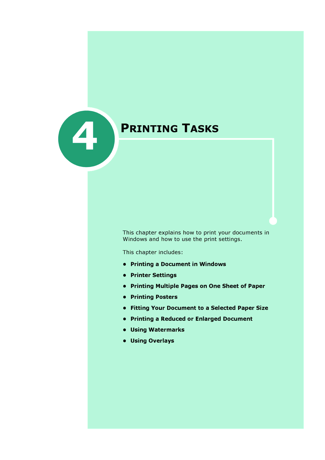 Samsung SCX-4520S, SCX-4720FS manual Printing Tasks 