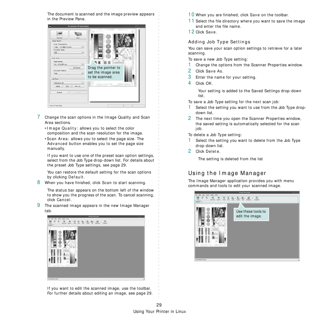 Samsung SCX-4521FG manual Using the Image Manager, Adding Job Type Settings 