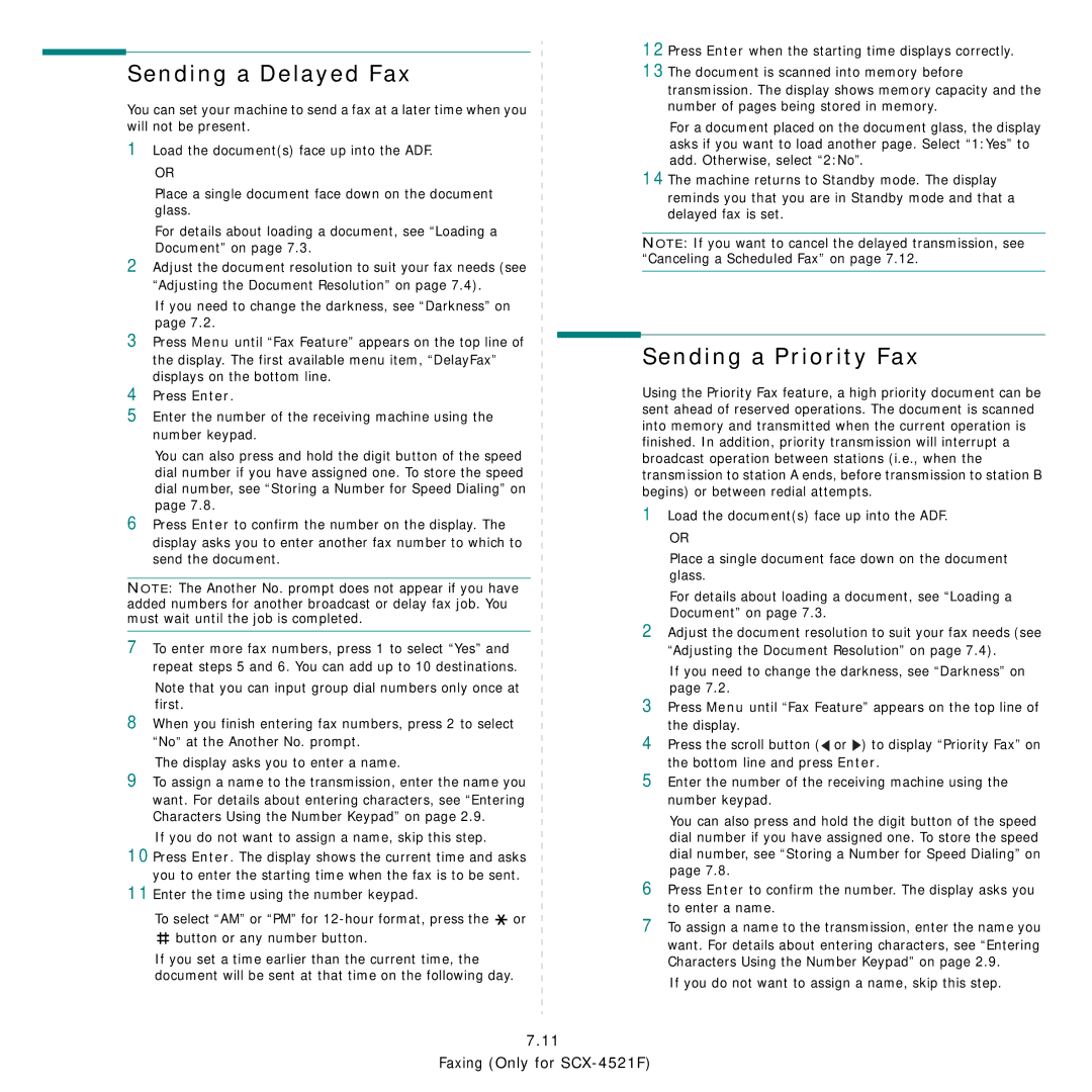 Samsung SCX-4521FG Sending a Delayed Fax, Sending a Priority Fax, If you do not want to assign a name, skip this step 