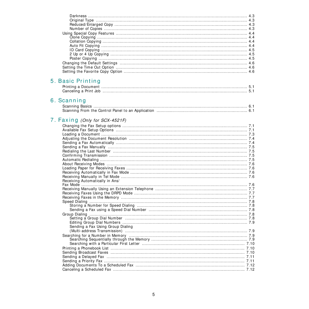 Samsung SCX-4521FG manual Scanning, Printing a Document Canceling a Print Job 