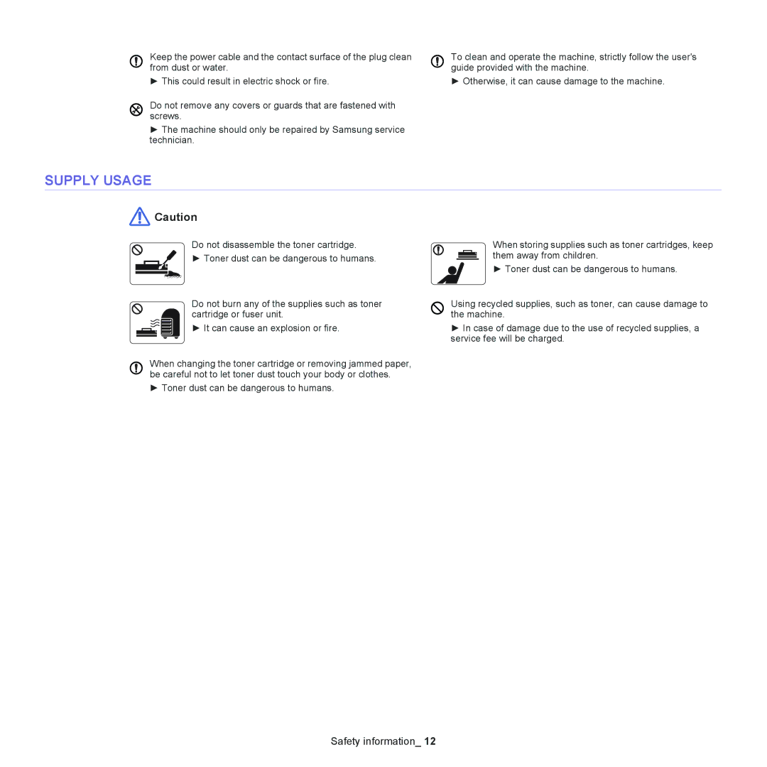 Samsung SCX-4623, SCX-4600 manual Supply Usage 