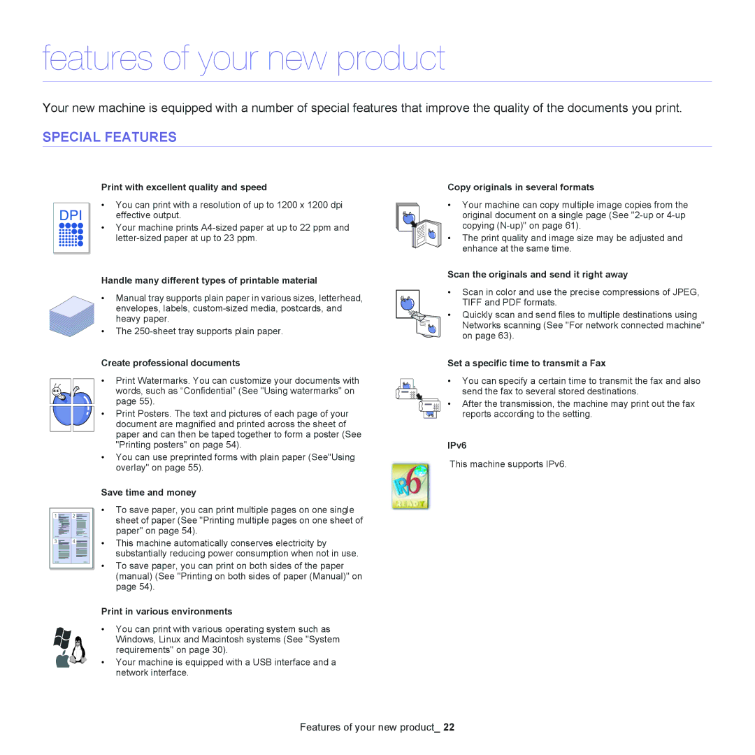 Samsung SCX-4623, SCX-4600 manual Features of your new product, Special Features 