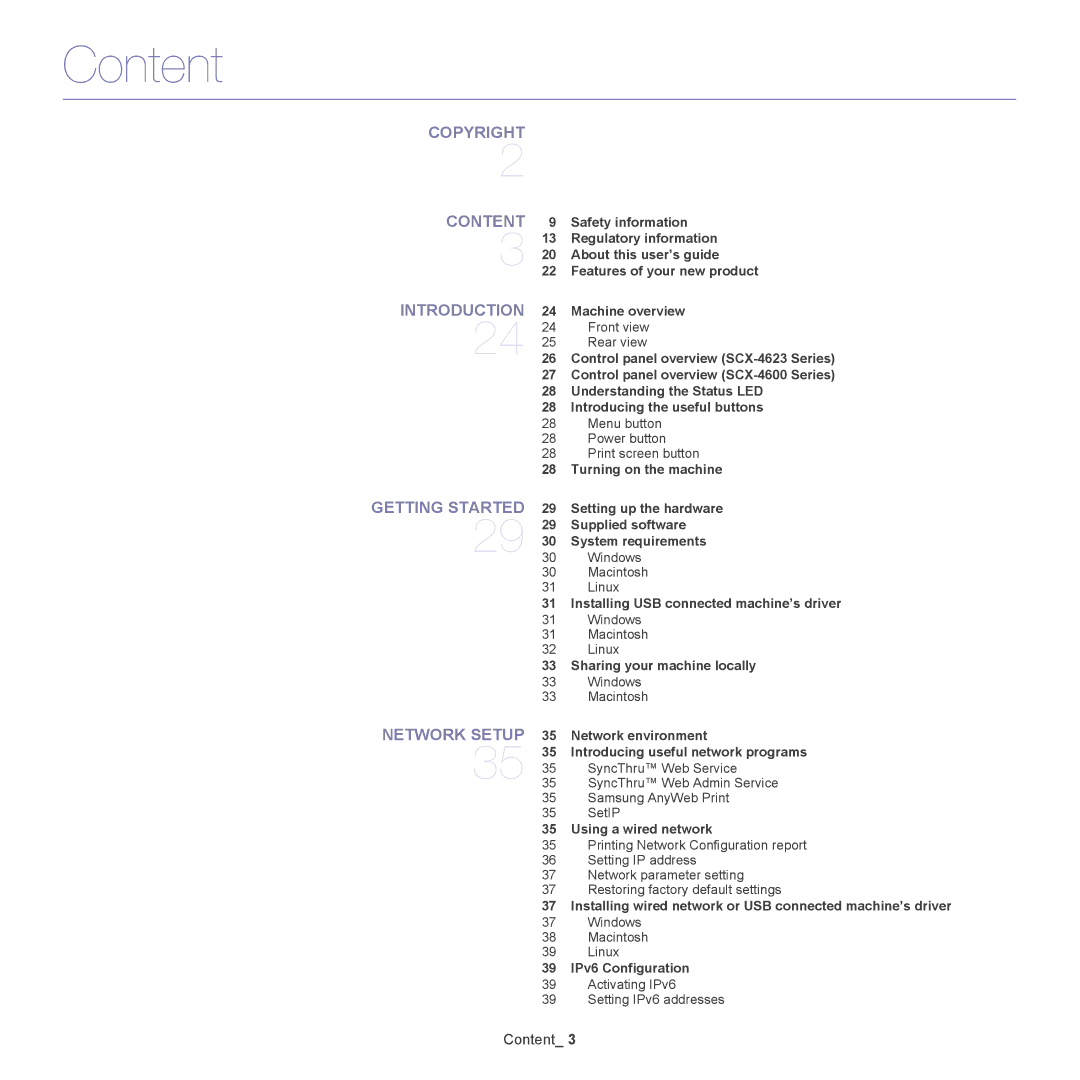 Samsung SCX-4600, SCX-4623 manual Content 