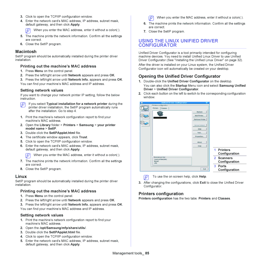 Samsung SCX-4600, SCX-4623 manual Using the Linux Unified Driver Configurator, Opening the Unified Driver Configurator 