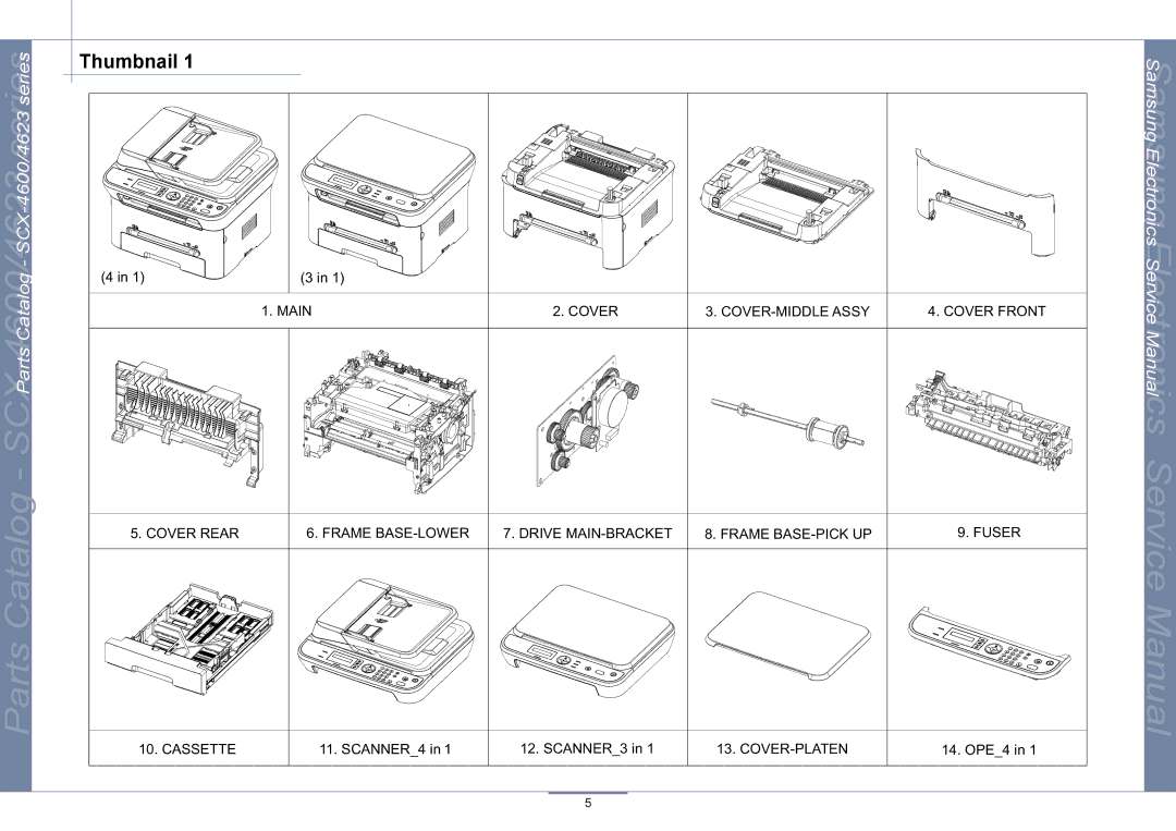 Samsung SCX-4600, SCX-4623 manual Parts Catalog 