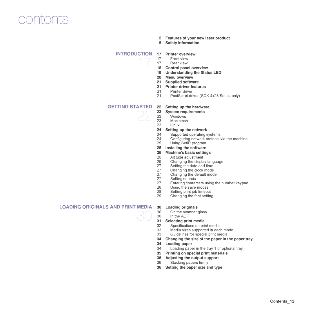 Samsung SCX-4824FN, SCX-4828FN manual Contents 